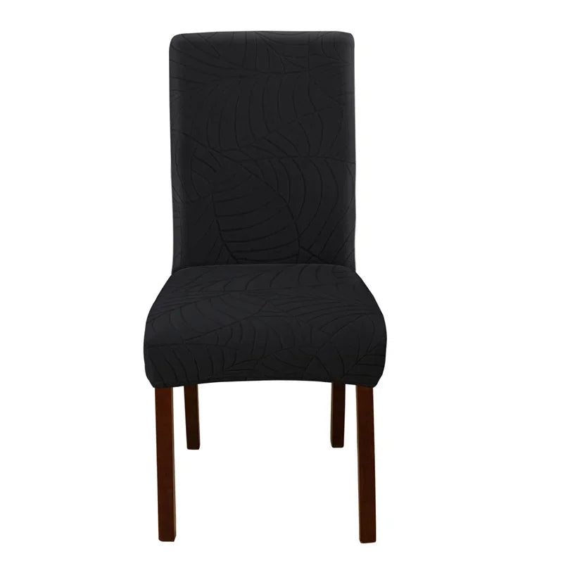 Leaves Jacquard Dining Chair Covers Removable Stretch Universal Chairs Cover Solid Color Seat Covers for Kitchen Hotel Banquet