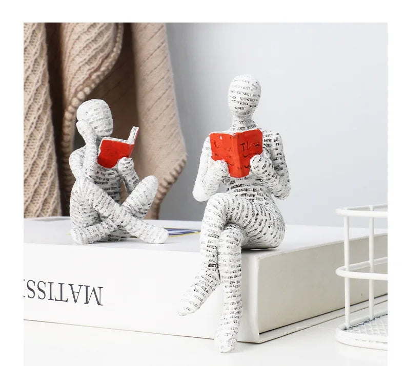 Resin Abstract Home Decor Figurines Simple Reading Desk Stylish Art Decor for Bookshelf Living Room Home Office Spaces Art Decor