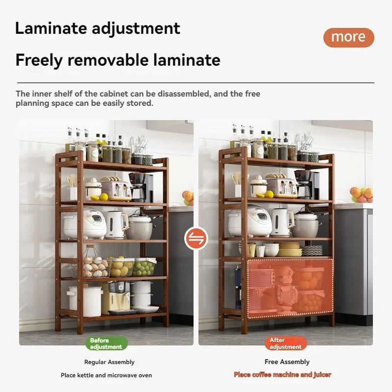 Kitchen shelf, floor standing multi-layer product collection, household pot seasoning shelf, fruit and vegetable bowl and dish