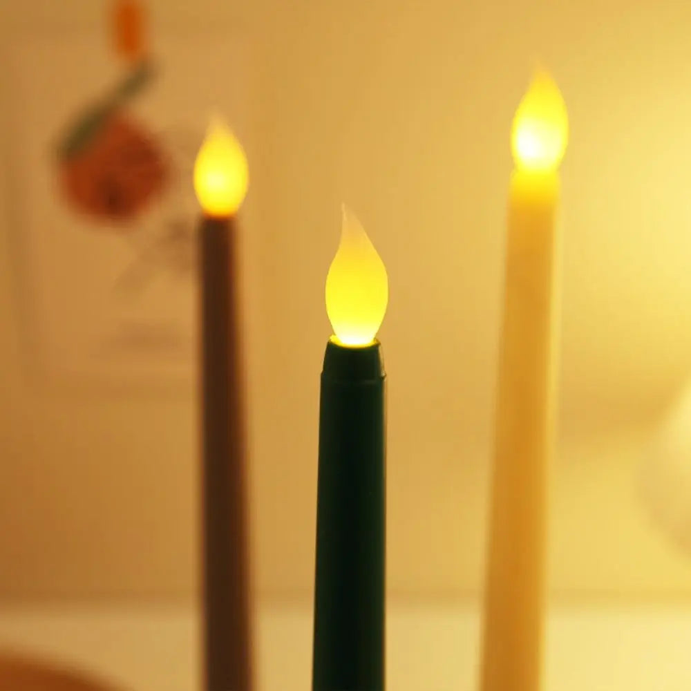 Simulation Led Candles with Flickering Flame Battery Operated Candlesticks Creative 3D Wick Flameless Taper Candles Restaurant