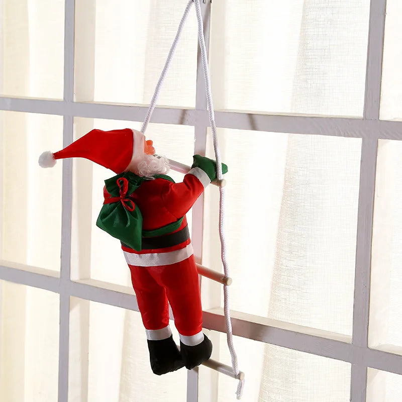 Christmas home Decoration Xmas Gift 2024 Navidad Santa Claus Climbing on Rope Ladder Xmas Trees Pendant Hanging Ornament