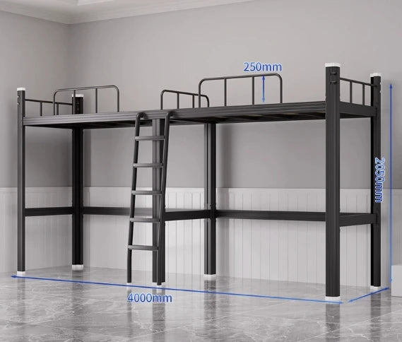 Upper Bed Lower Table Combined Bed College Dormitory Elevated Bed Small Apartment Household Wrought Iron Bed Apartment Bed