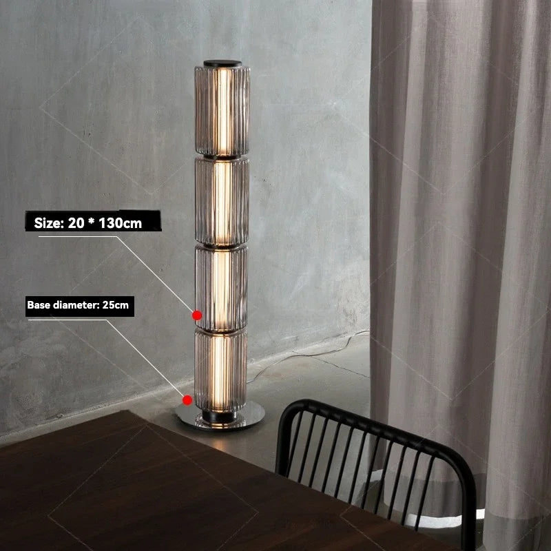 Italian Designer Luster Modern LED Floor Lights For Living Room Bedroom Bedside Table Lamp Home Decor Glass Cylinder Floor Lamps