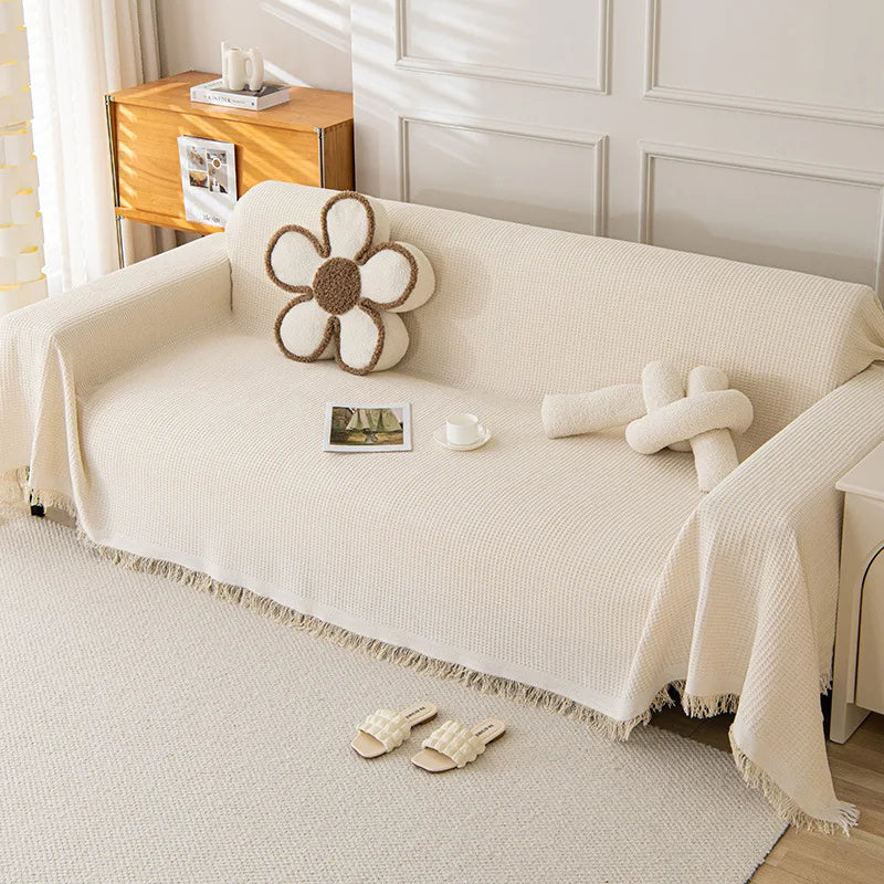 Sofa Towel  with Full Coverage Ins Cream Wind Cotton Yarn Camping Blanket Sofa Cushion Cover All  Season Universal All Inclusive