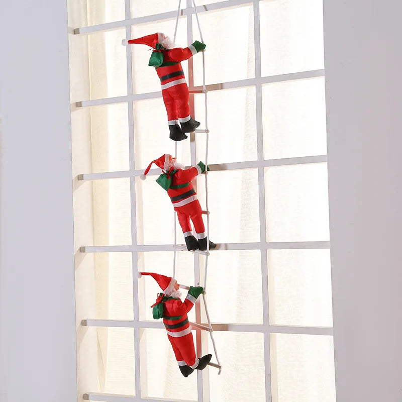 Christmas home Decoration Xmas Gift 2024 Navidad Santa Claus Climbing on Rope Ladder Xmas Trees Pendant Hanging Ornament