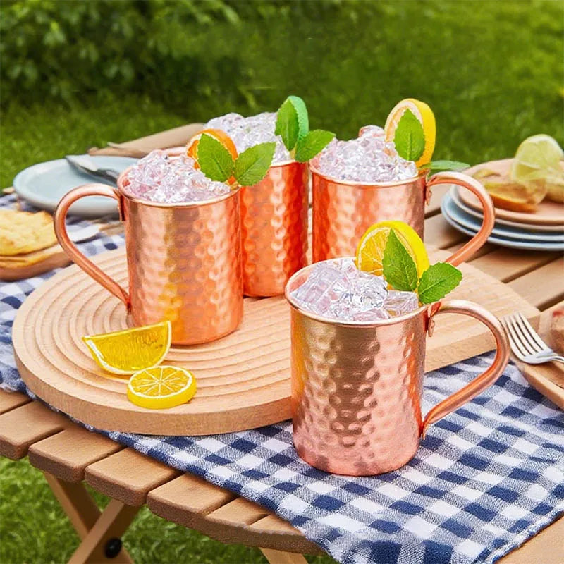 400ml Hammered Pure Copper Moscow Mule Mug | Classic Copper Cocktail Mug | Hand-Hammered Finish | Insulated Feel | Vintage Gift