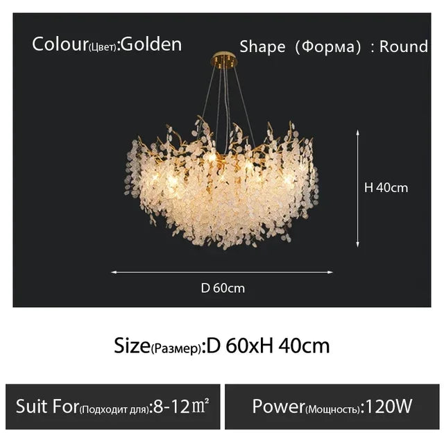 Modern Luxury Chandeliers Lighting Gold Hanging Lamp Glass Idoor Home Decor Pendant Lamp for Living Room Dining Table Bedroom G9