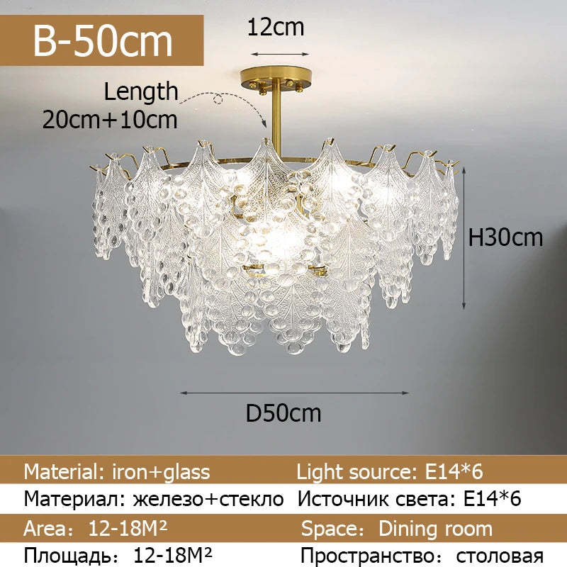 Modern Chandeliers 2023 Glass Leaves Droplet Lighting Pendant Lamp For Living Room Dining Room Home Decor Hanging Lights Fixture