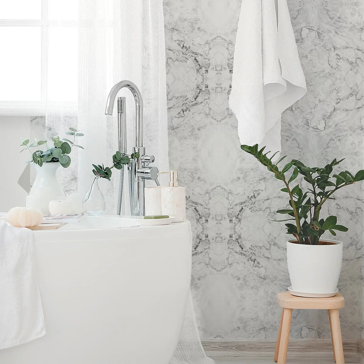 Floral Marble Wall Panels, Peel&Stick Waterproof Tiles for Kitchen Backsplash/Balcony & DIY Home Upgrade
