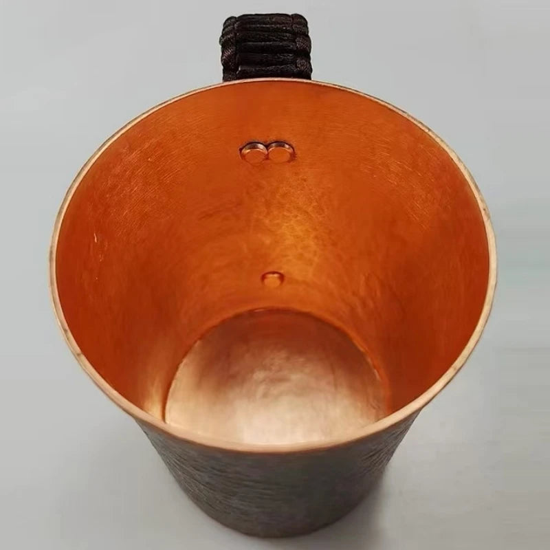 Vintage Pure Copper Coffee Cup,Mug Moscow Mule Tumbler Engraving Hammer Texture Woven Handle 450 ml Beer Mug,Tea Cup Tableware