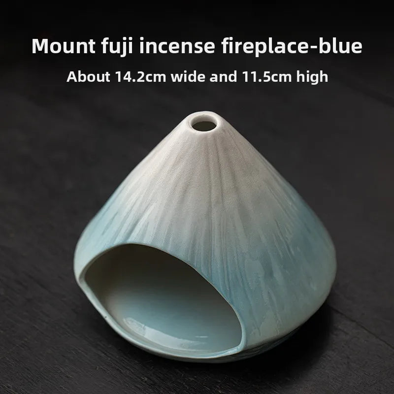 Mount Fuji Incense Fireplace, Cedar Sage Incense Burner Peruvian Sacred Wood Large Kiln Ceramic Incense Burner
