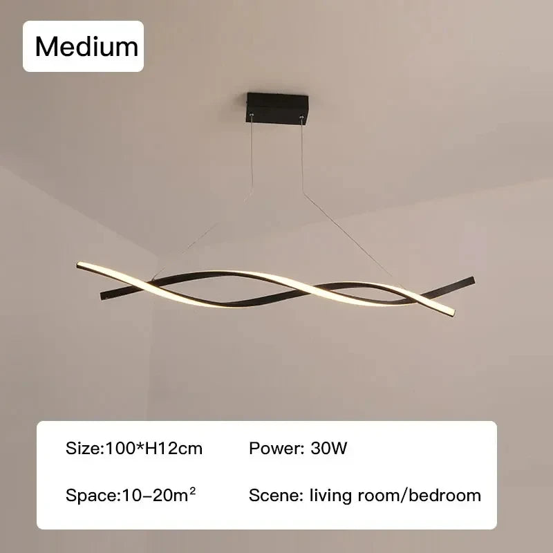 Nordic artistic home decor led chandelier Modern long strip pendant lamps Dining Living room Restaurant hanging indoor lighting