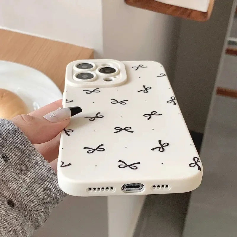 Multiple Small Bowknots Cute Personality Phone Case For iPhone 16 15 14 13 12 11 Pro 16E XR X XS Max 7 8 Plus SE Mini Soft Cover