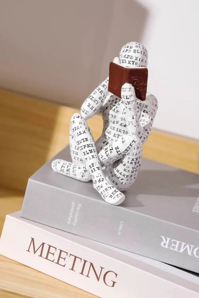 Resin Abstract Home Decor Figurines Simple Reading Desk Stylish Art Decor for Bookshelf Living Room Home Office Spaces Art Decor