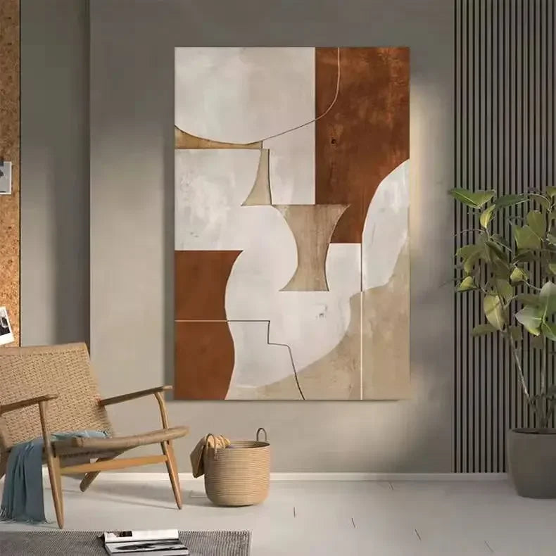 Handmade Large Textured Oil Painting Modern Abstract Geometry Hand Painted Wall Art PictureFor Living Room Porch Entrance Decor