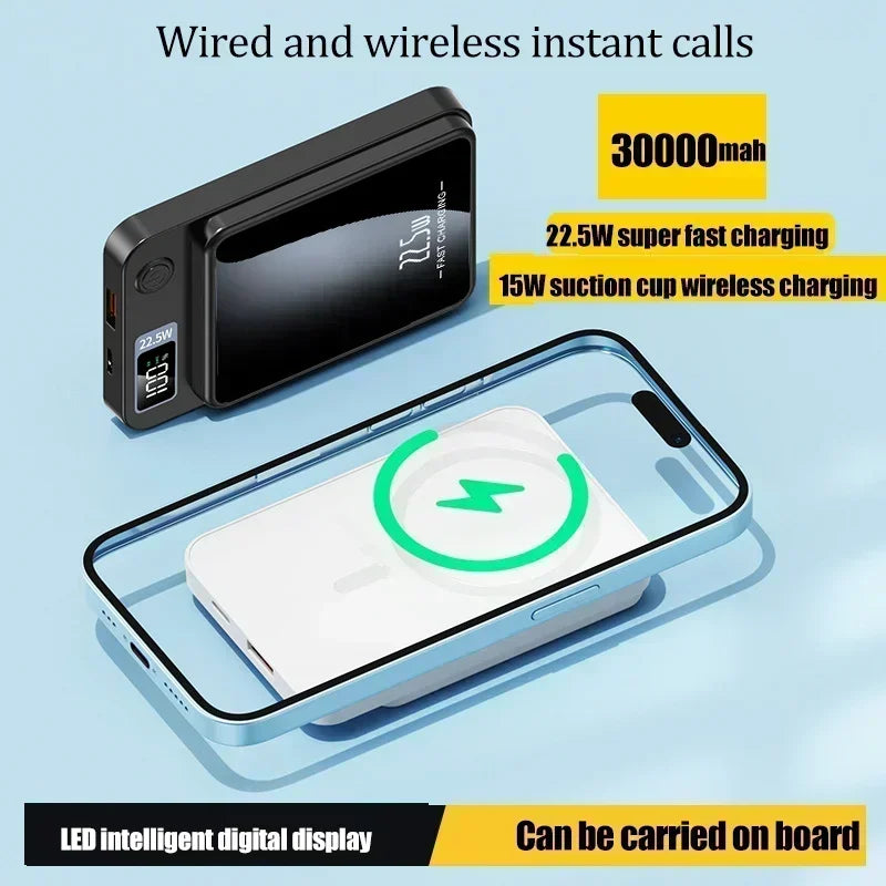 Power Bank 50000mAh Portable Magnetic Fast Wireless Charger for Iphone 12 13 14 Pro Max Macsafe External Auxiliary Battery Pack
