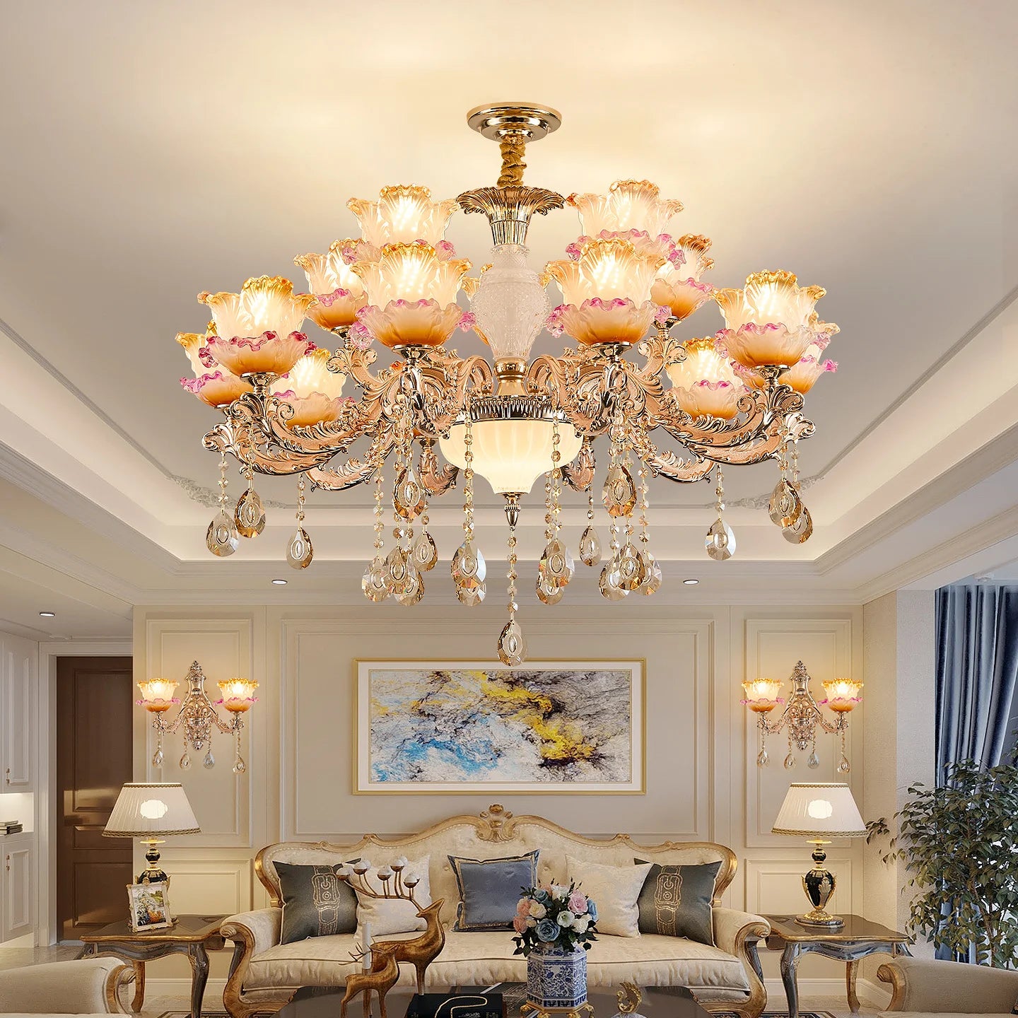 European Living Room Crystal Chandelier Luxurious Dining Room Bedroom Duplex Building Minimalist Modern Lobby Villa Hotel Lights