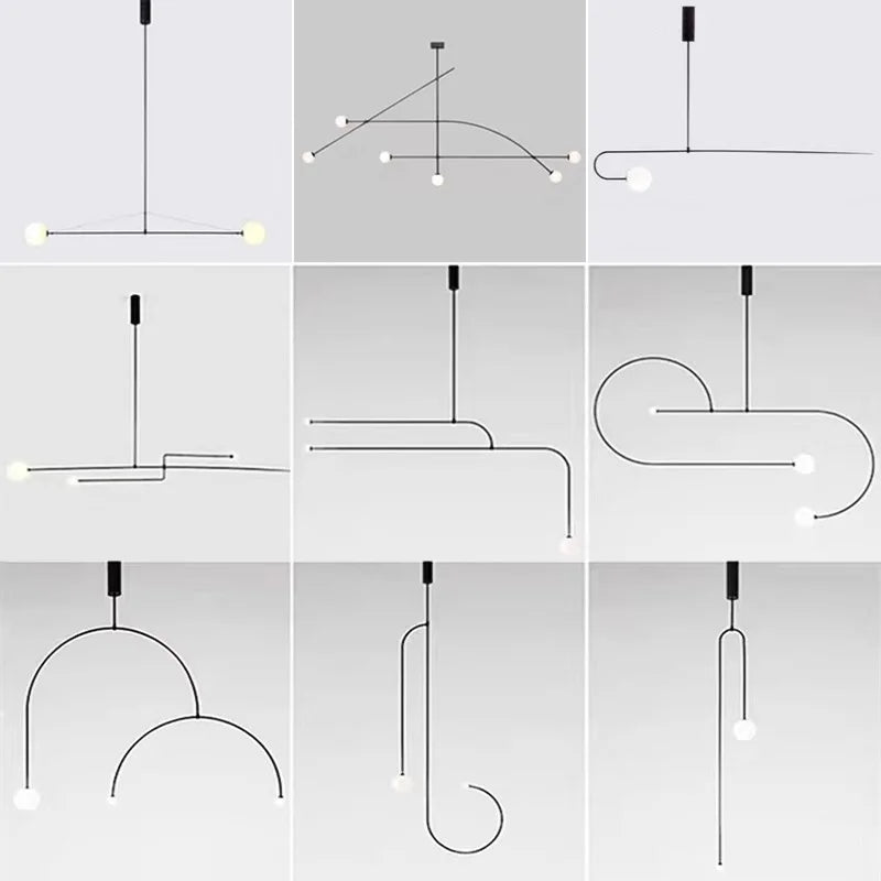 Mobile Chandelier Designer Line Chandelier For Living Room Bedroom Restaurant Shop Decor Minimalist Kitchen Island Hanging Lamp