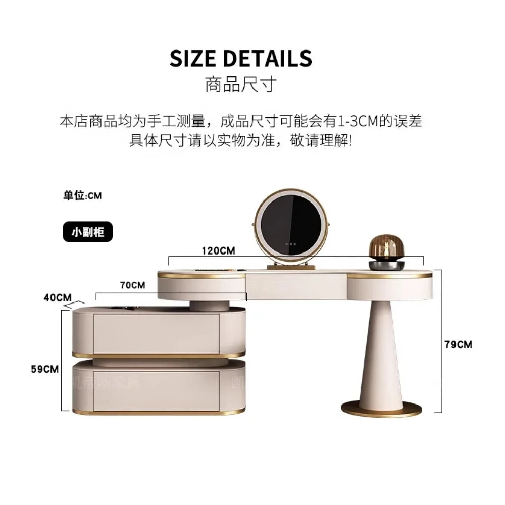 Luxury Corner Dressing Table Combs Organizer Flower Cosmetic Mirror Dressing Table Jewelry White Espejo Tocador Home Decor