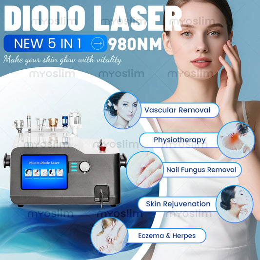 BEST 30W 5 in 1 980nm Diode Laser Vascular Removal Machine Remove Spider Veins 980 Diode Laser Blood Vessels Removal Nail Fungus