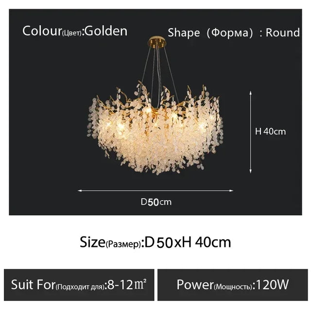 Modern Luxury Chandeliers Lighting Gold Hanging Lamp Glass Idoor Home Decor Pendant Lamp for Living Room Dining Table Bedroom G9