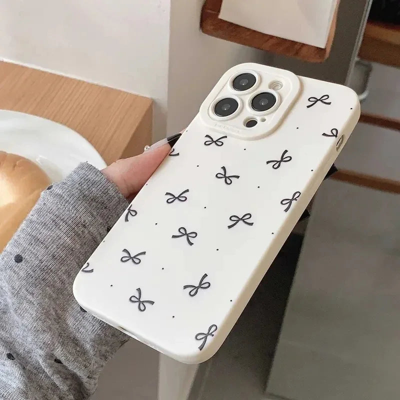 Multiple Small Bowknots Cute Personality Phone Case For iPhone 16 15 14 13 12 11 Pro 16E XR X XS Max 7 8 Plus SE Mini Soft Cover