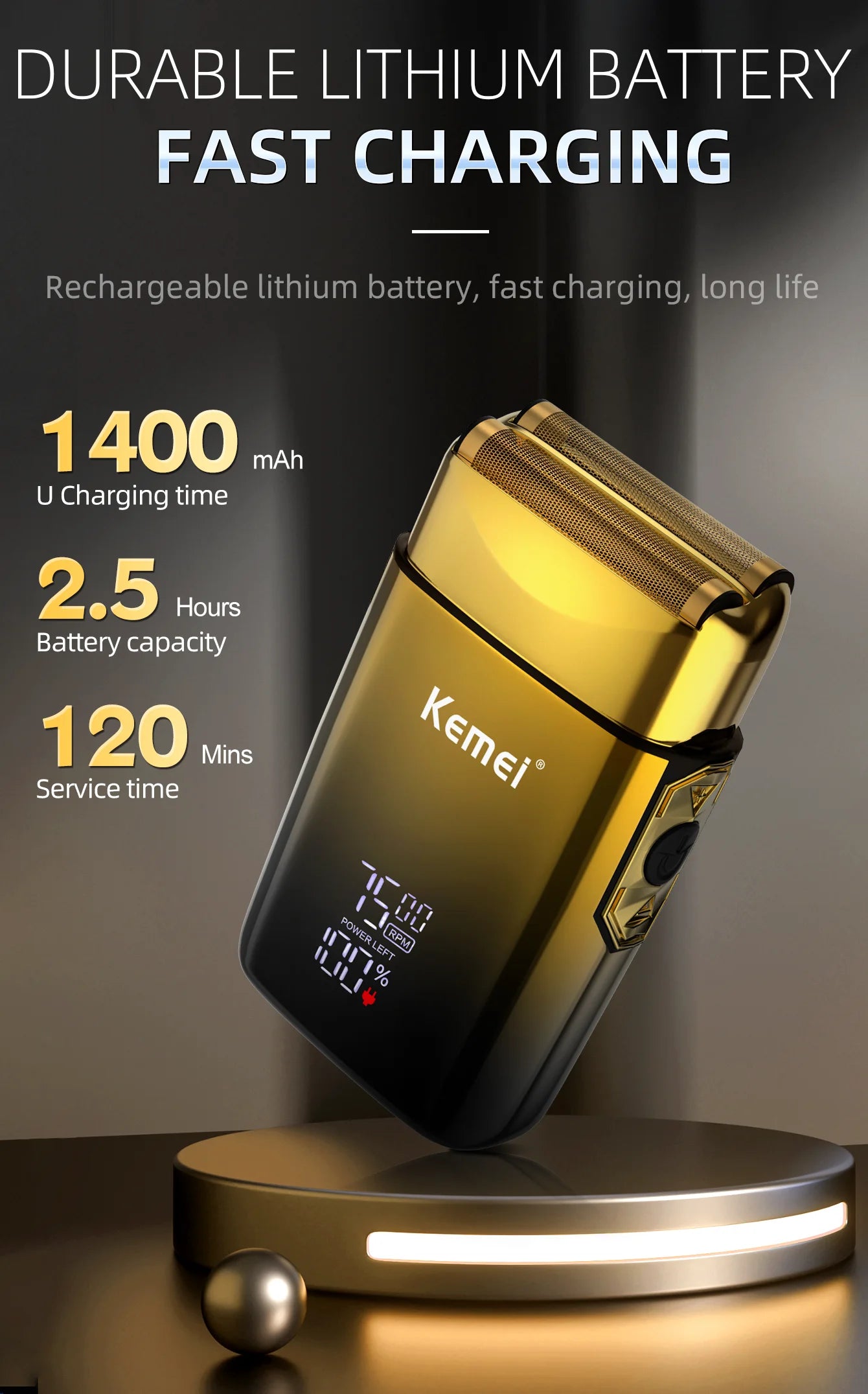 Kemei TX10 new electric shaver with LED display rechargeable beard shaver men's bald shaver original blade accessories