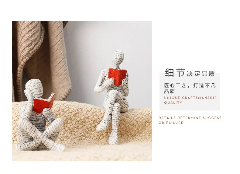 Resin Abstract Home Decor Figurines Simple Reading Desk Stylish Art Decor for Bookshelf Living Room Home Office Spaces Art Decor
