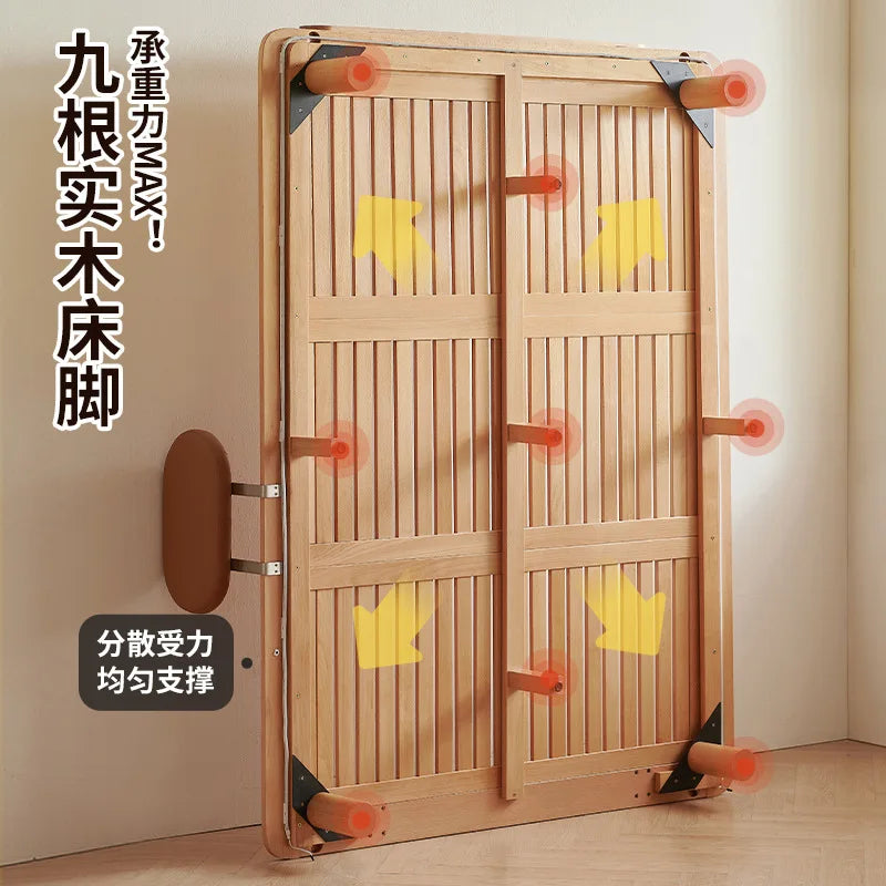 Boys and girls bed small apartment single bed 1.5 meters simple full solid wood tatami no bedside children's bed