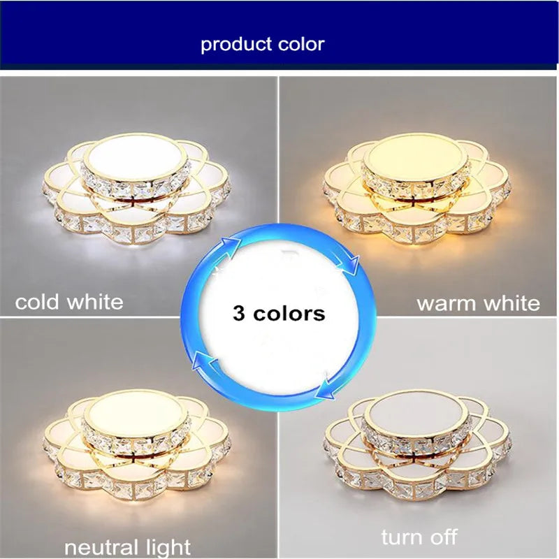 Luxury Crystal Chandelier Lights Lustre Living Room Bedroom Ceiling Lamps LED For Kitchen Balcony Surface Mounted Pendant Light