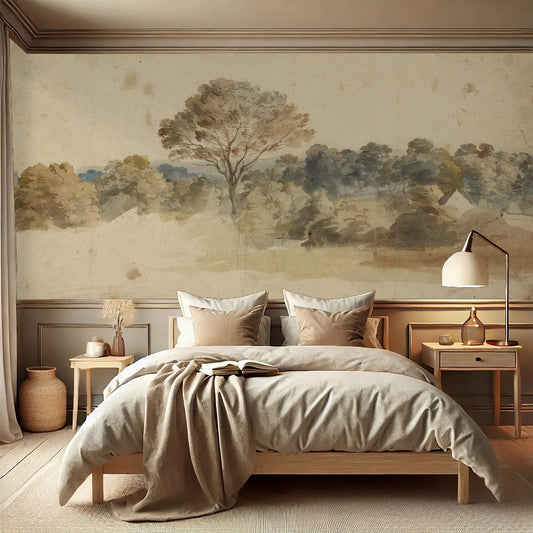Tree Wall Mural, Scenic Regular Un-paste Wallpaper , Vintage Landscape Wallpaper Mural For Home Decoration Wall Art