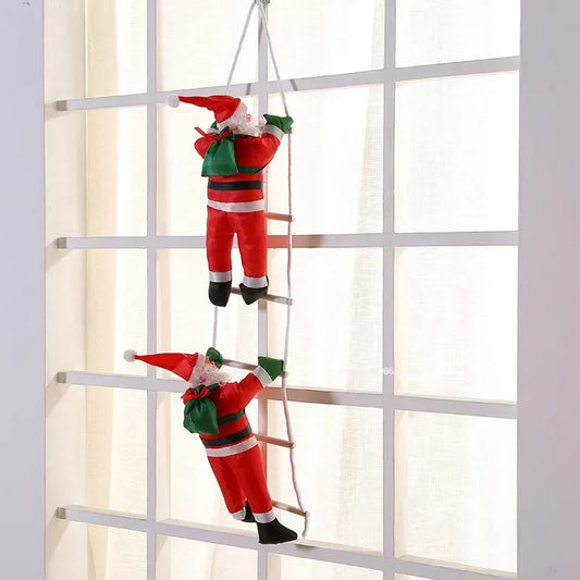 Christmas home Decoration Xmas Gift 2024 Navidad Santa Claus Climbing on Rope Ladder Xmas Trees Pendant Hanging Ornament