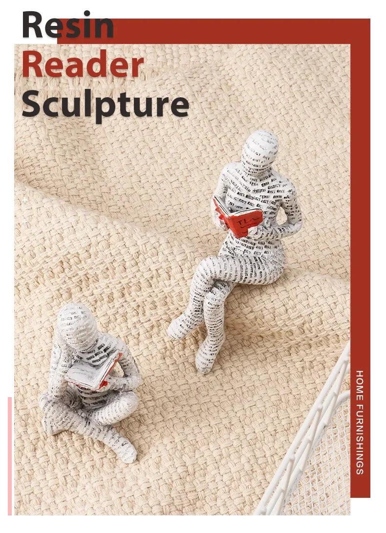 Resin Abstract Home Decor Figurines Simple Reading Desk Stylish Art Decor for Bookshelf Living Room Home Office Spaces Art Decor