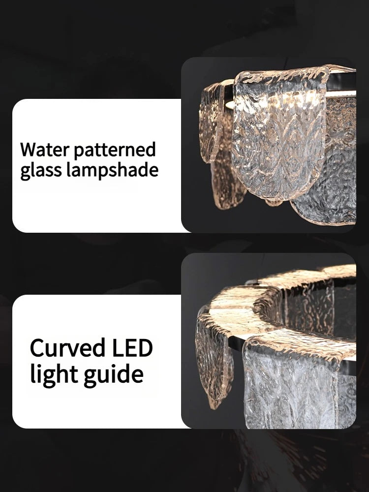 Luxury Living Room LED Chandelier Creative Ice Silk Glass Lamp Home Decoration Dining Room Main Light Bedroom Lighting Fixture