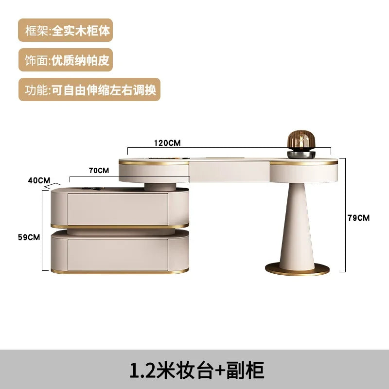 Luxury Corner Dressing Table Combs Organizer Flower Cosmetic Mirror Dressing Table Jewelry White Espejo Tocador Home Decor