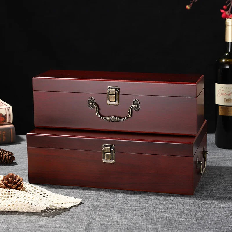 High-End Red Wine Storage Box, Double Wooden Wine Case, Dustproof Business Gift Box, Home Bottle Collection, Elegant Storage