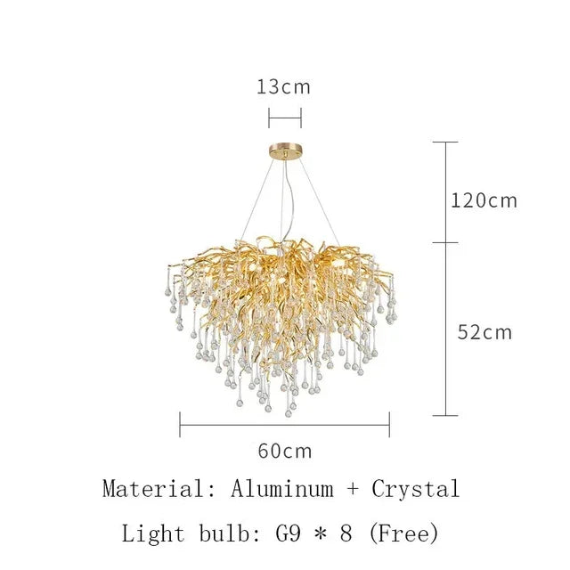 Modern Luxury Chandeliers Lighting Gold Hanging Lamp Glass Idoor Home Decor Pendant Lamp for Living Room Dining Table Bedroom G9
