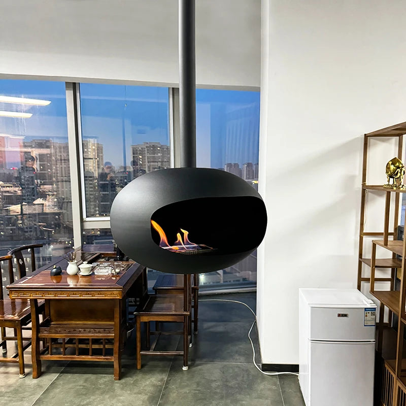 suspended fire place bio ethanol roof mounted ceiling cocoon hanging fireplace