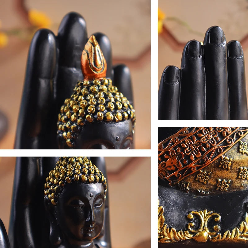 Palm-sized Buddha Sculpture, Resin Crafts, Religious Home Decor Figurine