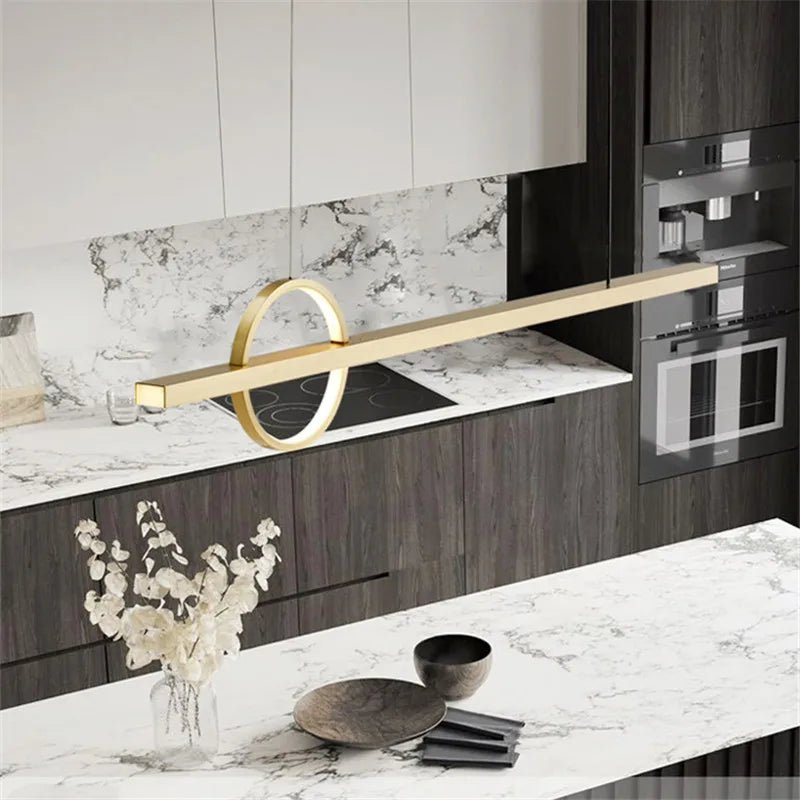 Nordic long chandelier Design lamps hanging minimalist restaurant geometric atmosphere bar minimalist house decoration lamps