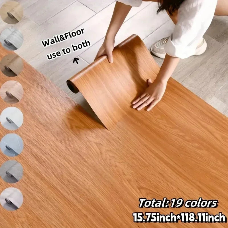 Roll of PVC self-adhesive wall floor covering material, marble and wood grain vinyl sheet with aluminum foil backing, dual purpo