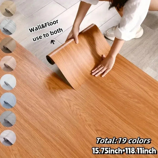Roll of PVC self-adhesive wall floor covering material, marble and wood grain vinyl sheet with aluminum foil backing, dual purpo