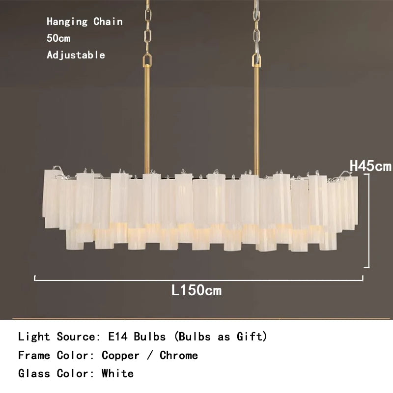 Modern living room chandelier with long glass pendant for bar ceiling decoration, adjustable pendant chain, home decoration