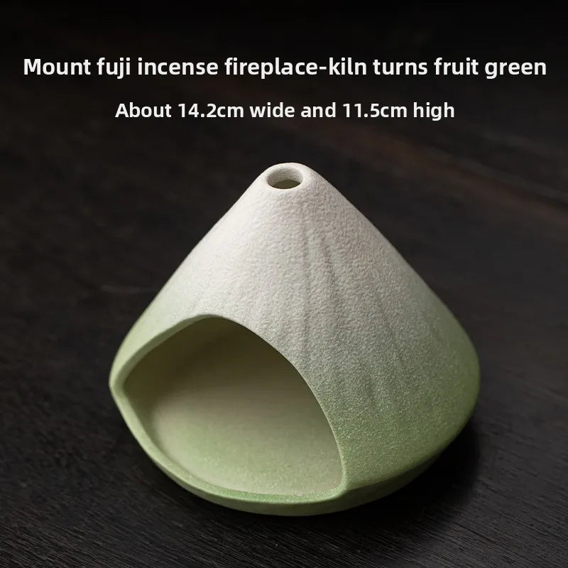 Mount Fuji Incense Fireplace, Cedar Sage Incense Burner Peruvian Sacred Wood Large Kiln Ceramic Incense Burner