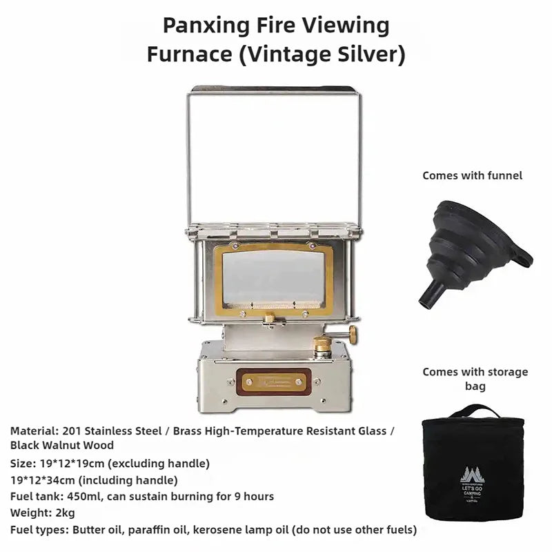 WELLHIKE Camping Burnt Star Watching Fireplace High Translucent Glass Retro Cooking Tea Small Fireplace Heating Kerosene Lamps