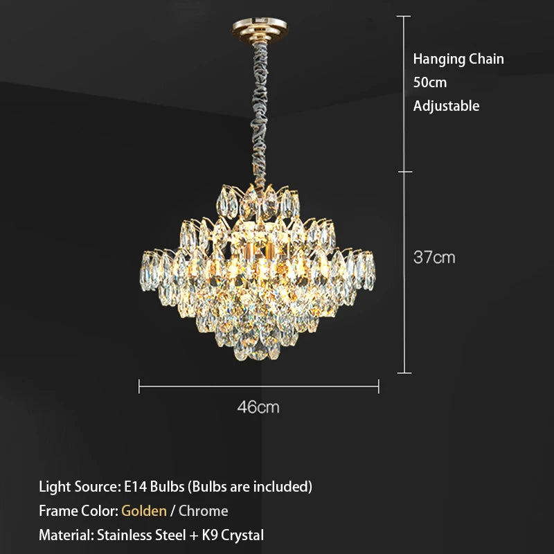 Luxury Crystal Big Chandeliers for Living Room Decor Modern Art Designer Luminaire Lustre Hight Ceiling Pendant Home Lamps Hall