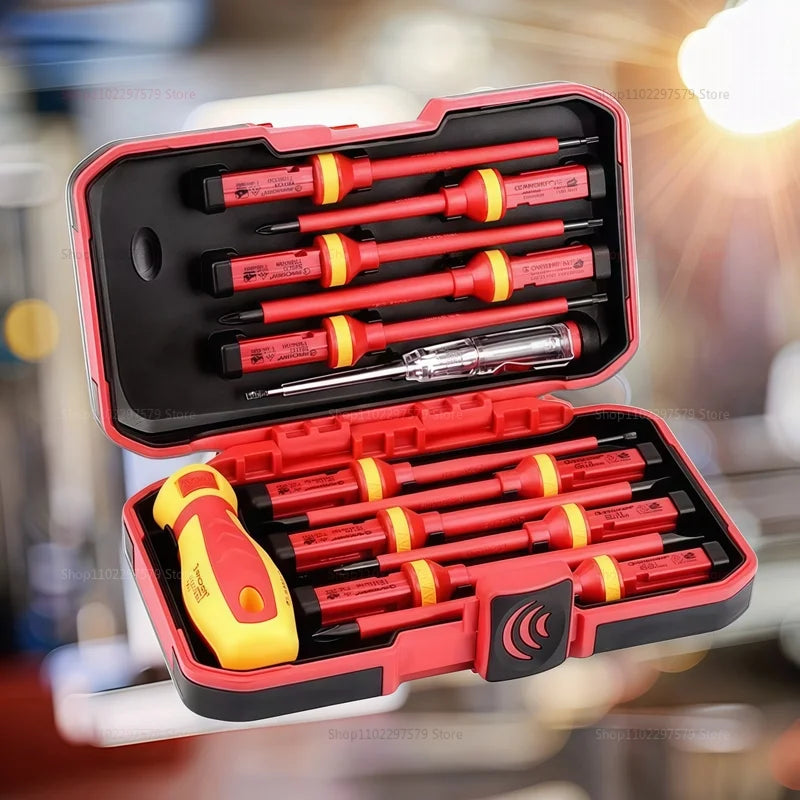Electrician Repair Tools Kit 13pcs 1000V Changeable Insulated Screwdrivers Set with Magnetic Slotted Bits
