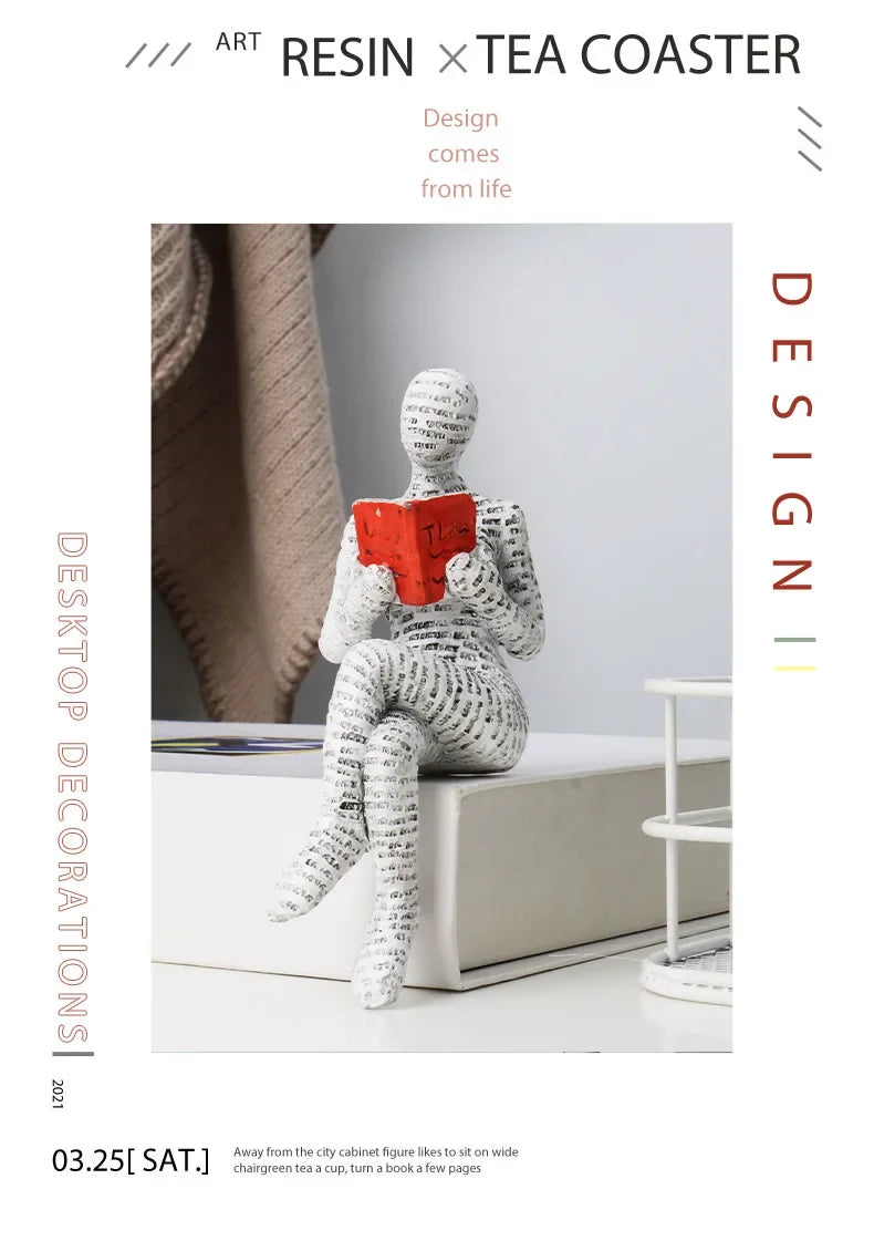 Resin Abstract Home Decor Figurines Simple Reading Desk Stylish Art Decor for Bookshelf Living Room Home Office Spaces Art Decor