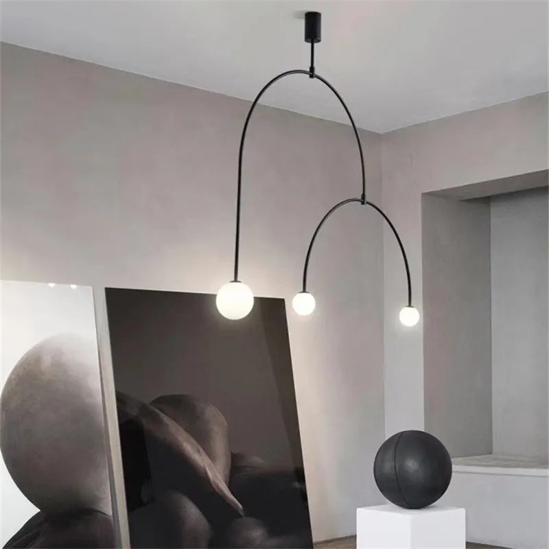 Mobile Chandelier Designer Line Chandelier For Living Room Bedroom Restaurant Shop Decor Minimalist Kitchen Island Hanging Lamp