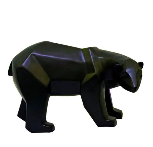 ERMAKOVA Bear Sculpture Geometric Resin Polar Bear Statue Fashion Desktop Ornament Modern Abstract Bear Figurines